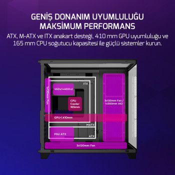 GAMEPOWER WARCRY TOPGLASS 4X ARGB FAN GAMING KASA