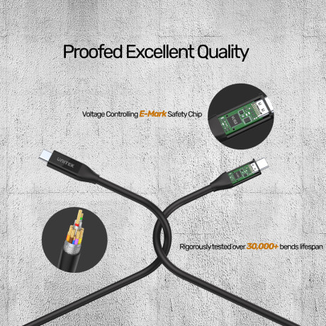 UNITEK USB4 THUNDERBOLT KABLO 0.8MT 40GBPS, 8K&60Hz,100W (C14100BK-0.8M)